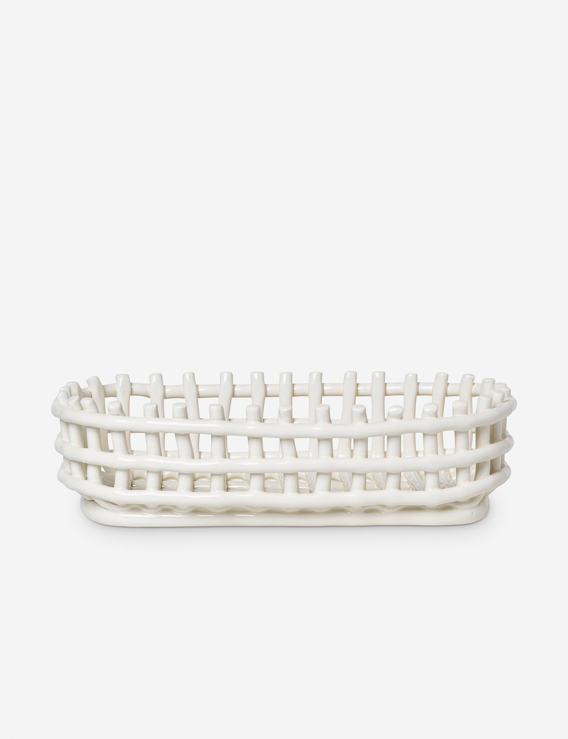 White Ceramic Basket - Centerpiece - Image 8